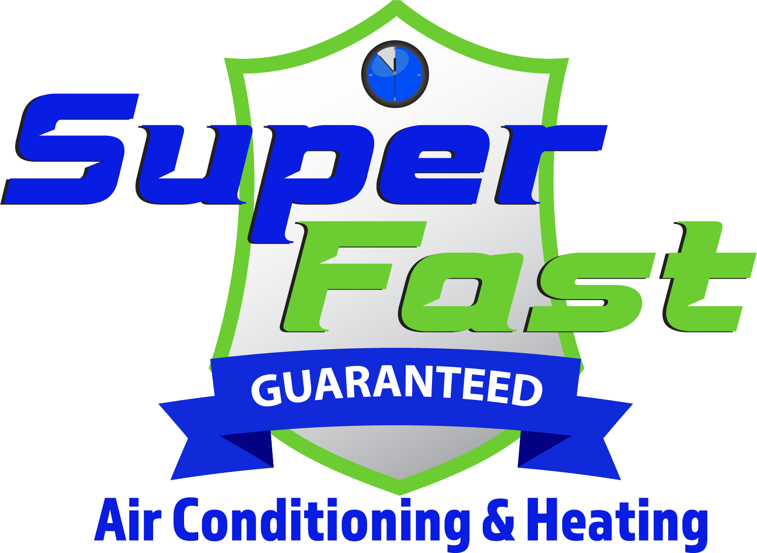 Super Fast Air Conditioning & Heating Shield Logo